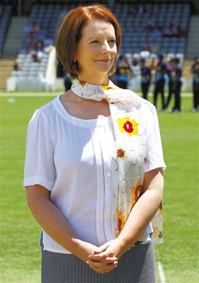 29日，堪培拉，澳大利亞總理吉拉德觀看板球比賽。