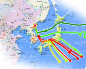 朝鮮核試驗(yàn)放射性物質(zhì)軌跡示意圖。