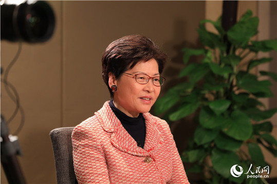 香港特別行政區(qū)行政長官林鄭月娥在北京接受人民網(wǎng)專訪。人民網(wǎng)記者 賈文婷攝